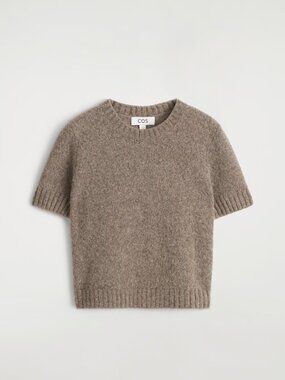 NWT COS KNITTED ALPACA-BLEND Wool T-SHIRT Taupe mélange
